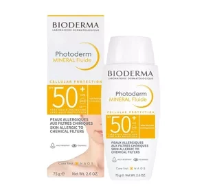 Bioderma Photoderm Mineral Fluide мінеральний флюїд SPF50+ для чутливої та схильної до алергії шкіри 75г