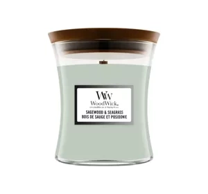 WOODWICK MEDIUM JAR CANDLE АРОМАТИЧЕСКАЯ СВЕЧА SAGEWOOD & SEAGRASS 275Г